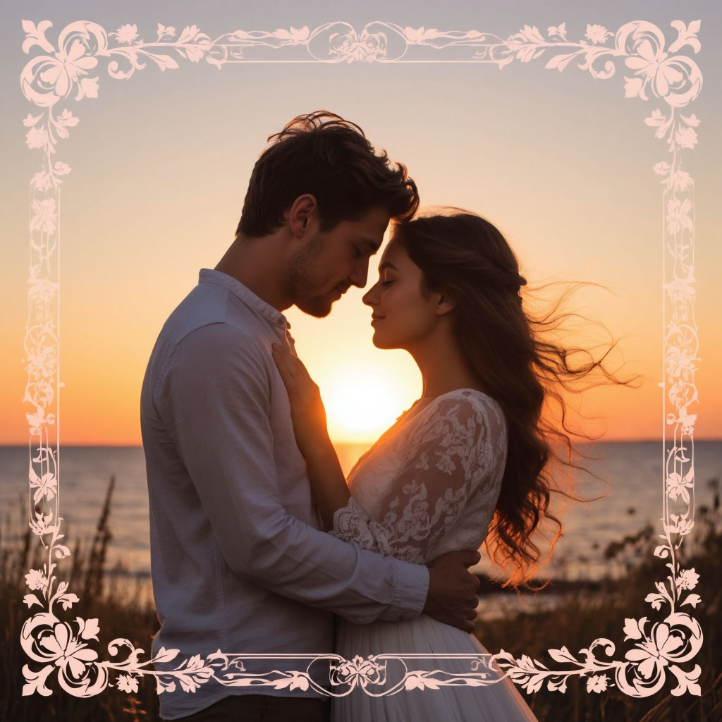 Любовь — романтическая пара на закате